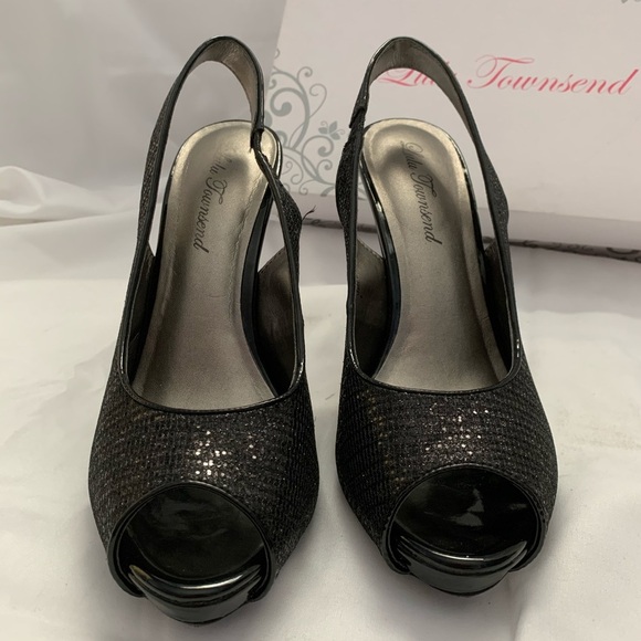 Lulu Townsend Glittery Mesh Peep Toe Stiletto - Picture 2 of 9